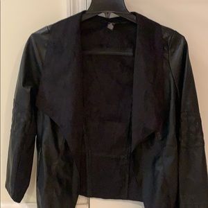 Leather jacket with suede collar